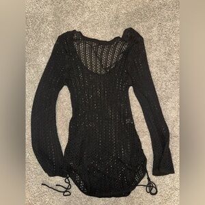 Black Knit Long Sleeve Cover Up Dress